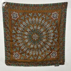 La Dear Vintage Silk Hand Rolled Geo Pattern Square Scarf